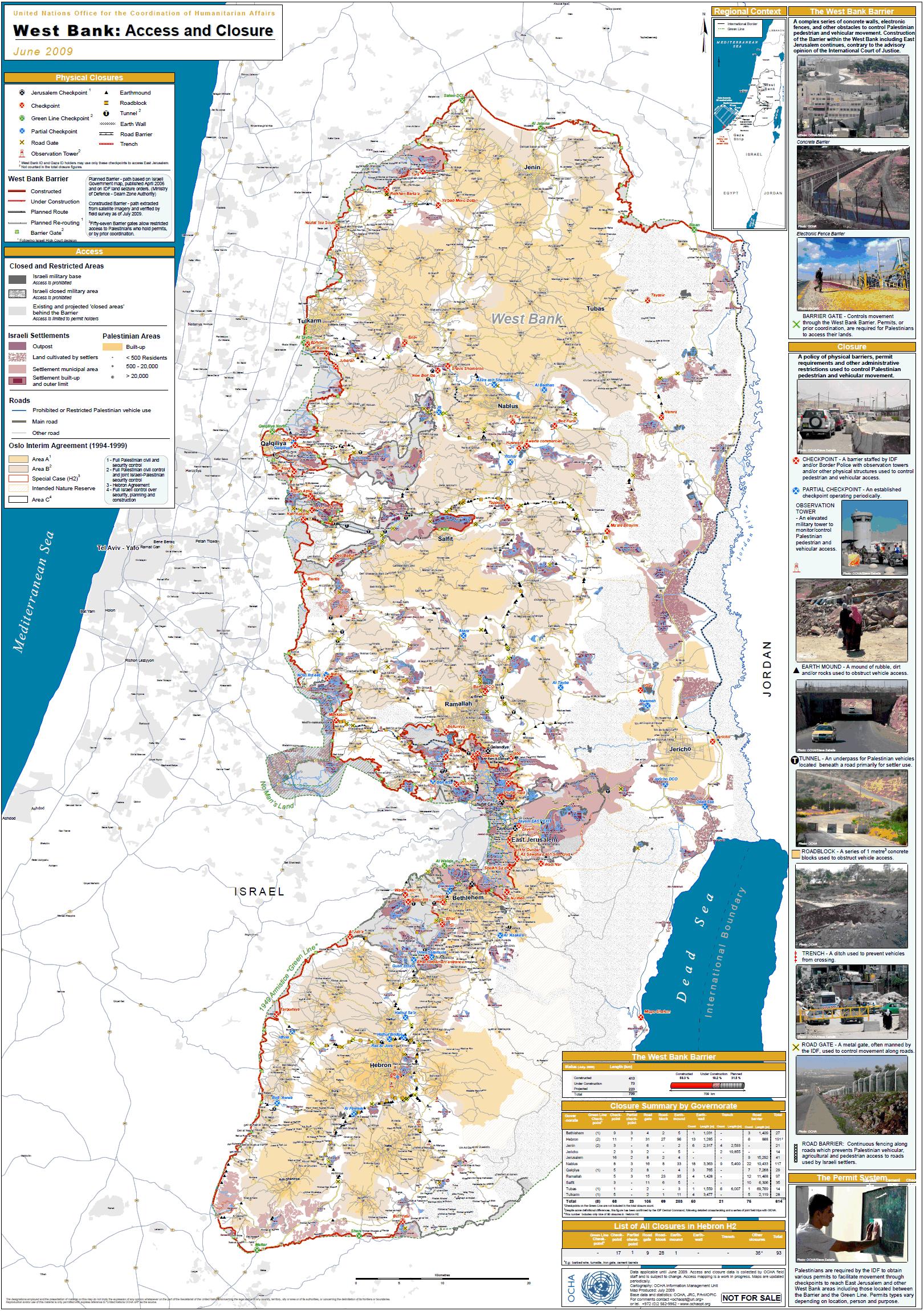 west bank on map of middle east
